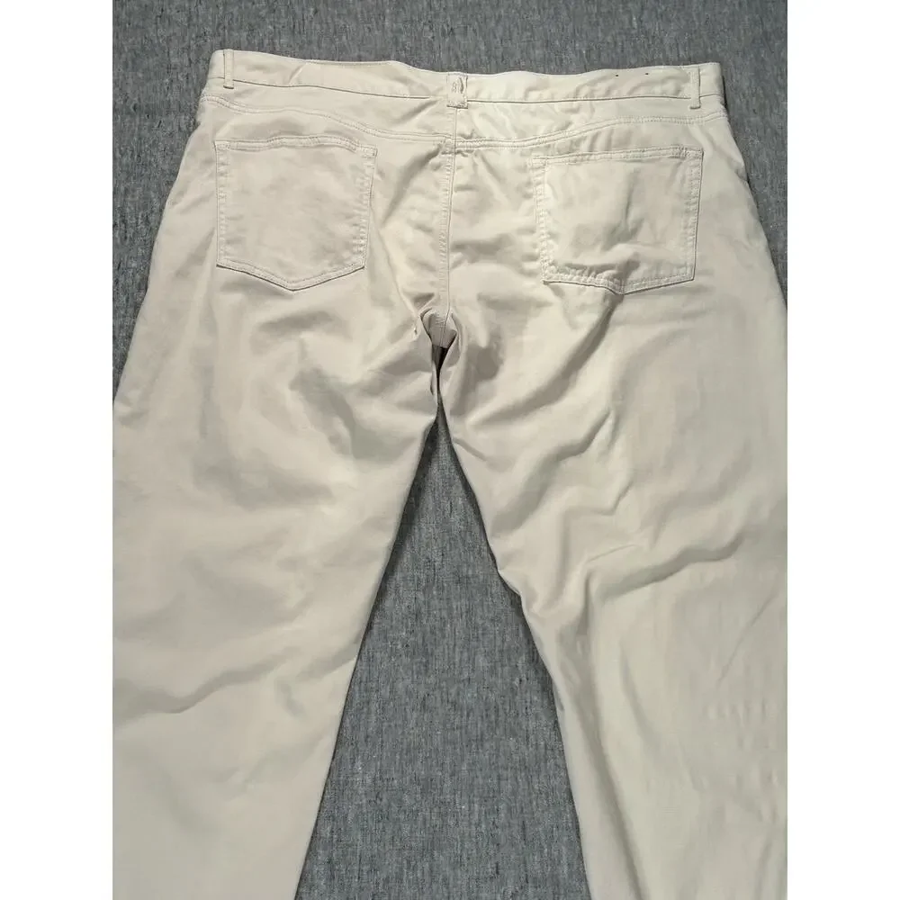 Johnnie-O Pants Mens 40x32 Off-White Straight Leg Stretch Beachy Coastal Prep